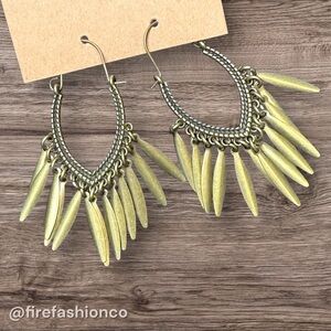 Boho NEW Gold Dangle Hoop Earrings Bronze Tone